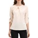 thumbnail image 1 of CURVOSPORT Camisa Elegante para Mujeres, Top de Oficina con Abertura Clave, Frente Plisado, Manga 3/4, Blusa de Chifón XS Beige, 1 of 8