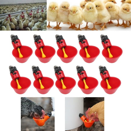 10PCS Poultry Water Drinking Cups,Chicken Hen Duck Coop Feeder Plastic Automatic