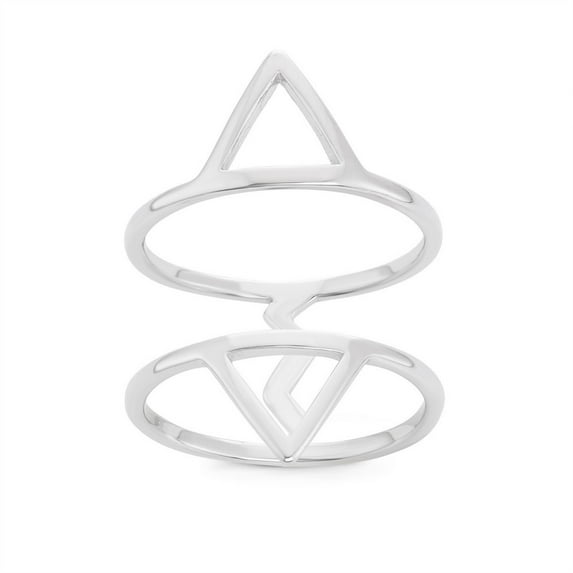 iJewelry2 Sterling Silver Wide Double Row Open Triangles Ring Size 6