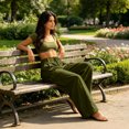 thumbnail image 3 of RFQWOVSR Women's Elastic Waist Straight Leg Linen Pants with Pockets Loose Fit Casual Summer Trousers S, 3 of 4