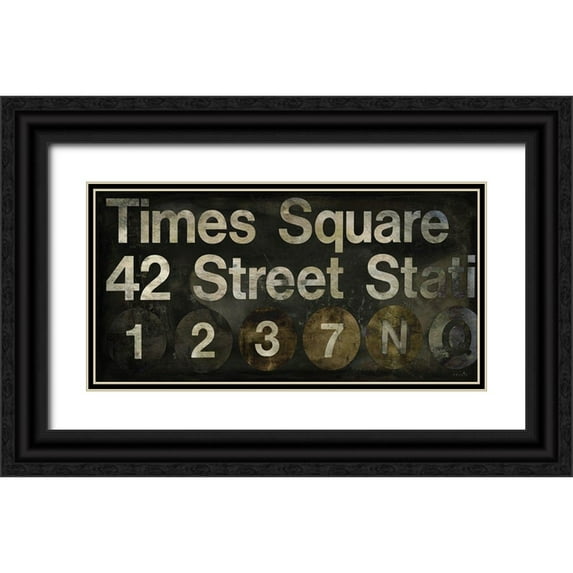 Sophie 6 24x14 Black Ornate Wood Framed with Double Matting Museum Art Print Titled - Times Square