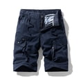 thumbnail image 2 of Eryao Mens Outdoor Work Cargo Shorts Elastic Waist Drawstring Shorts Knee Length Lightweight Short Pants with Pockets,Dark Blue,38, 2 of 9