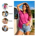thumbnail image 4 of Enmain Womens Button Down Shirt Short Sleeve Collared Textured Summer Tops Casual Beach Shirt Red XL, 4 of 8