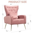 thumbnail image 2 of Tufted Upholstered Velvet Armchair for Living room, Bedroom,Pink (Set of 2), 2 of 4