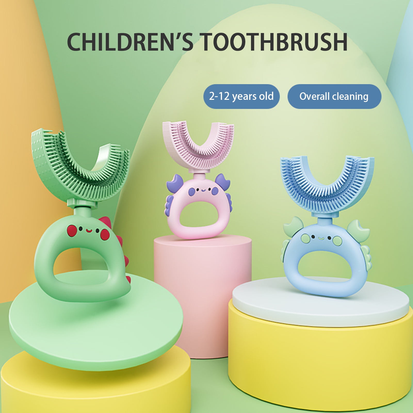 Tuelaly Ushaped Toothbrush Manual Easy to Use Cute Shape Soft Bristle