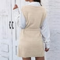 thumbnail image 4 of cfhntfmh Women Sweater Vest Oversized V Neck Sleeveless Knit Pullover Ribbed Vest Dress with Belt Mini Sweater Dress Fall Outfits（Beige,Small), 4 of 4
