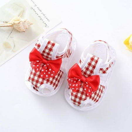 

Sandals For Baby Girls Infant Sandals Summer Cute Bow Anti-Slip Cotton Sole Indoor Shoe 0-12M Toddler First Walkers Gift