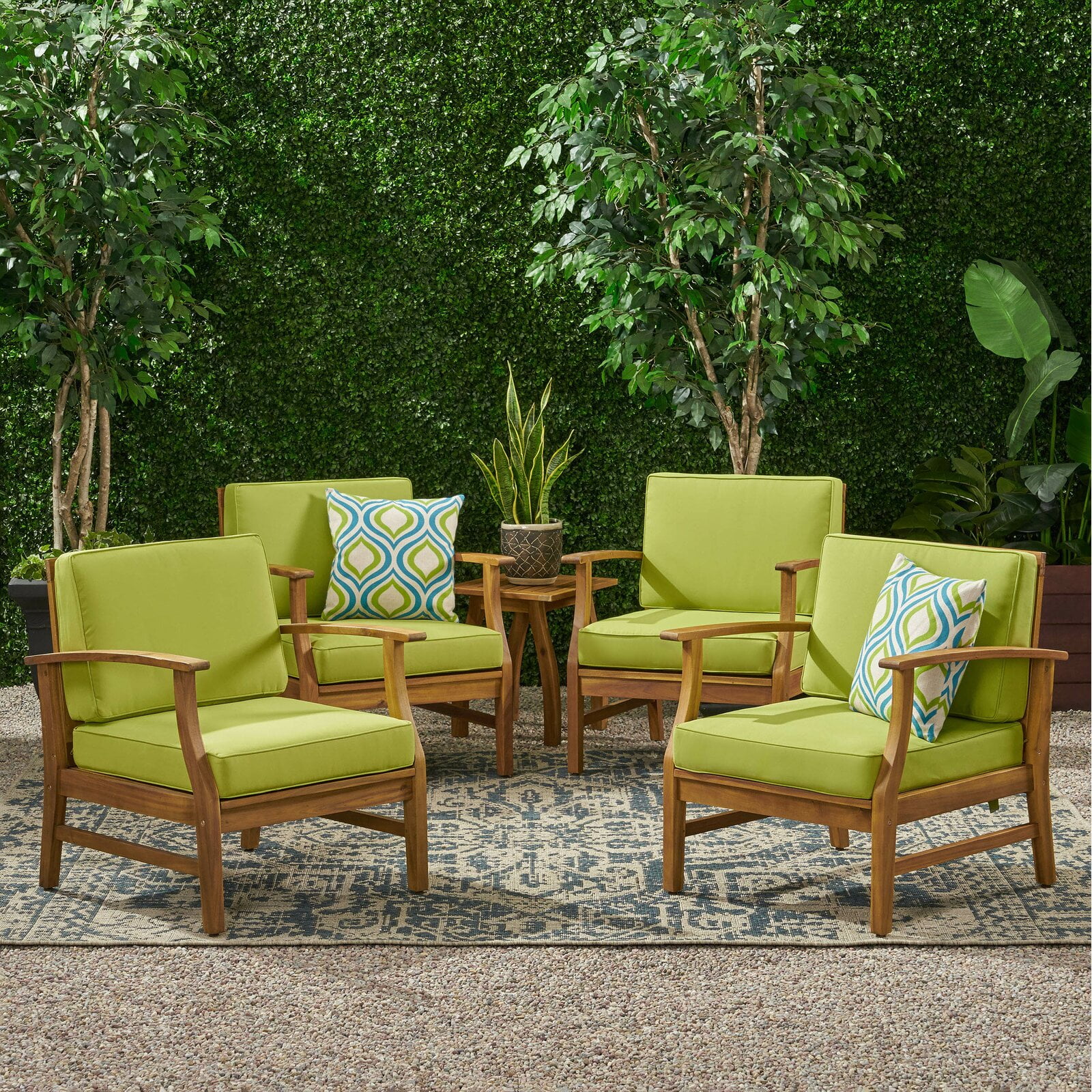Antonia Modern Outdoor Wood Patio Chair with Cushions Reclining