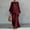 Wine, variant on Endives Women's Lounge Set Cotton Linen Shirt and Wide Leg Pant Comfortable Loose Fitting Top And Pants Two Piece Set Spring Summer White