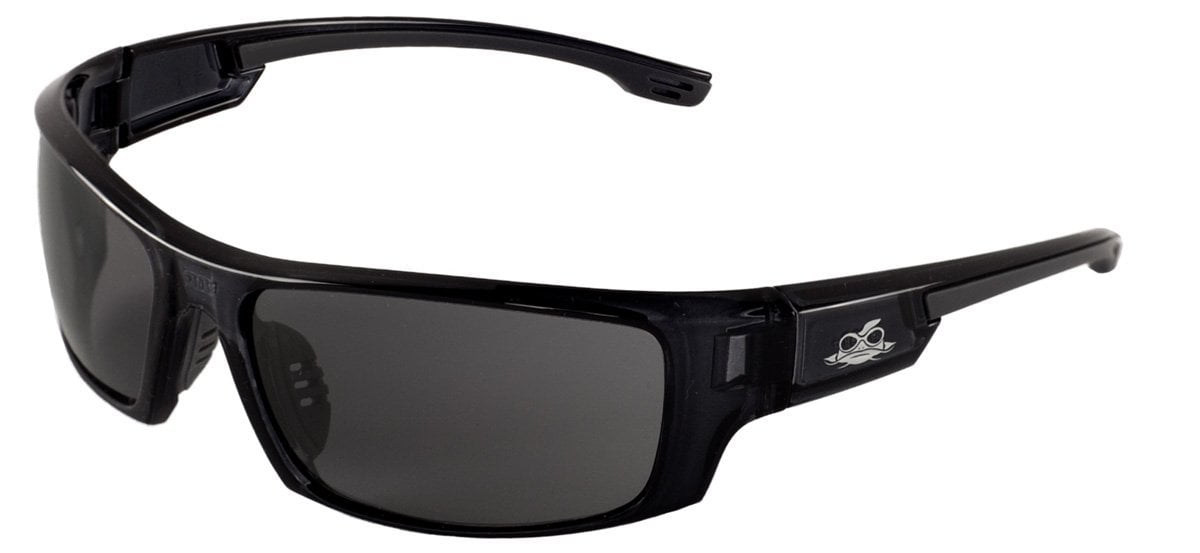 Bullhead Safety Walleye Polarized Safety Sunglasses - ANSI Z87.1 Certified, Anti-Fog, TR-90 Frames (Gold/Red/Blue Mirror)