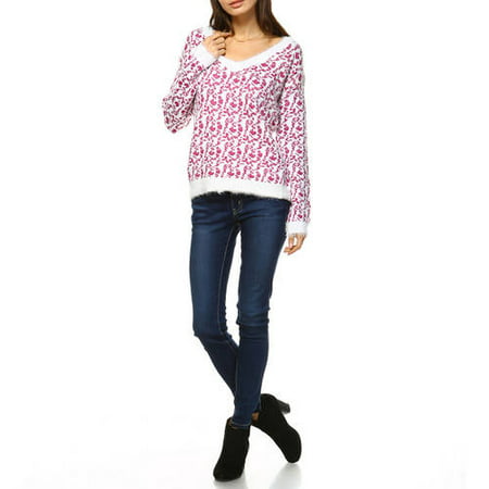 White Mark Women's Leopard Printed Sweater