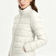 thumbnail image 4 of Smsaxvxz Women's Puffer Jacket Casual Quilted Packable Lightweight Zip Up Coats Long Sleeve Windproof Winter Warm Outerwear White L, 4 of 6