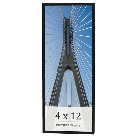 4x12 In Frame Black Real Wood Picture Frame Width 0.75 inches | Interior Frame Depth 0.5 inches |