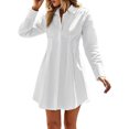 thumbnail image 1 of Vestido Vestido corto de línea A para mujer, vestido camisero de manga larga con botones, vestido de playa de verano Ygjytge Blanco T M para Mujer, 1 of 7