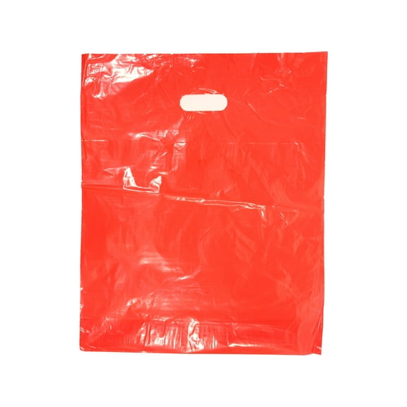 SSWBasics Large Low Density Red Merchandise Bags - Case of 500 - 15" x 18" x 4" - Durable