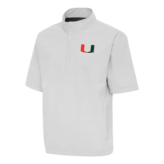 Men's Antigua Heather Gray Miami Hurricanes Brisk Quarter-Zip Windbreaker
