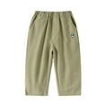 thumbnail image 2 of Baby Boy Pants Solid Print Pocketed Elastic Waist Straight Leg Trousers for Everyday Wear Army Green 18 Months-24 Months, 2 of 4