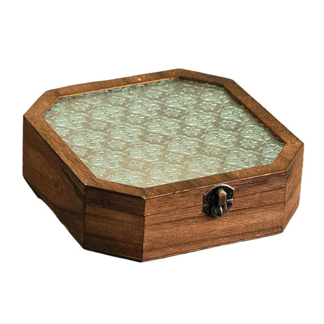 Vitrina de madera para guardar joyas, elegante y resistente, con tapa para pendientes, medallas, pulseras, anillos y objetos de colección. 20x20x58cm