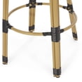 thumbnail image 6 of GDF Studio Cotterell Outdoor French Wicker and Aluminum 29.5 Inch Barstools, Set of 2, Black and Bamboo Finish, 6 of 8