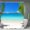 Blue Green, variant on AIOE Ocean Beach Tropical Palm Framed Beach Shower Curtain, Turquoise Ocean Island Scenery Bathroom Curtain, Waterproof Fabric with Hooks, 72x84 Inch