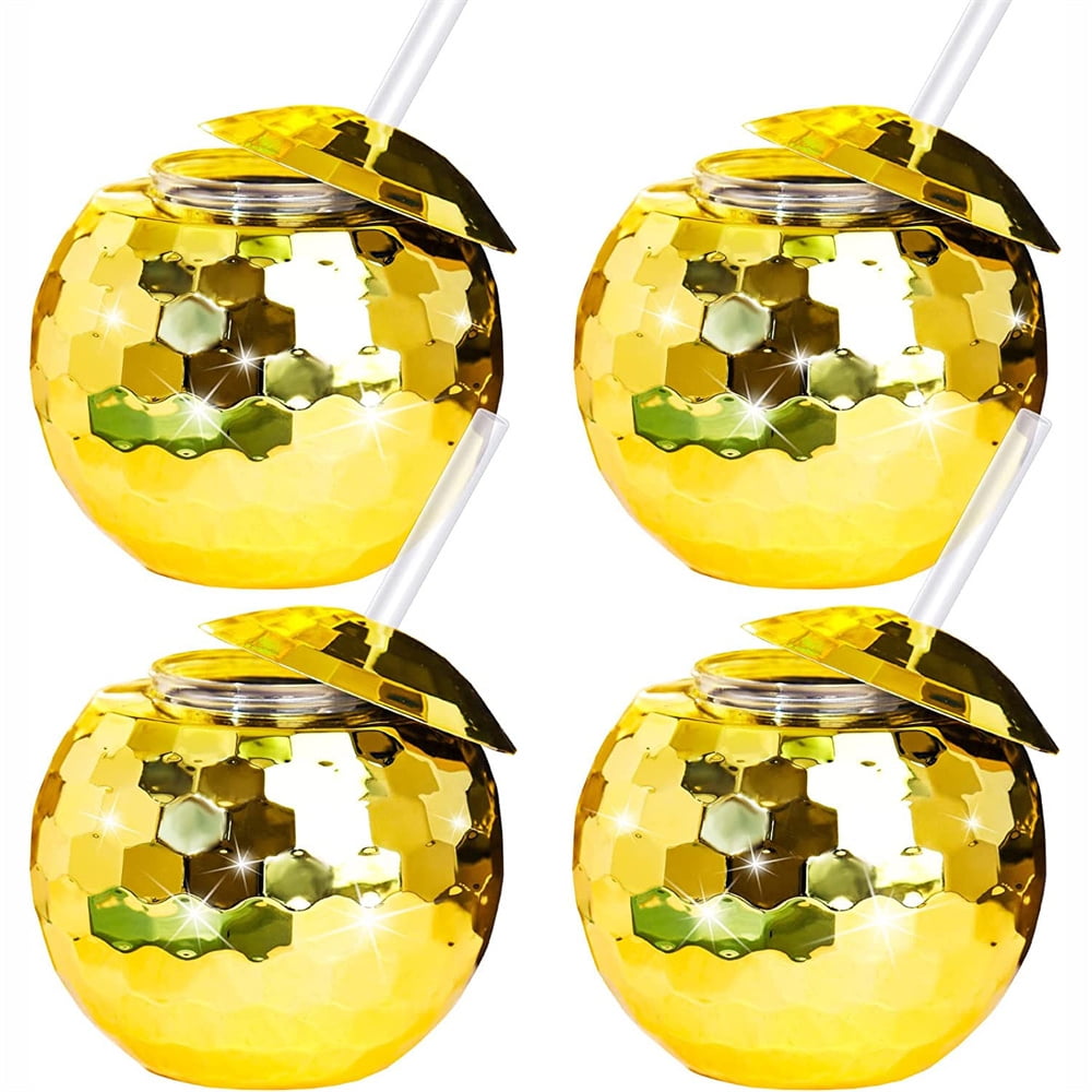 4 Pieces Disco Ball Cups Disco Ball Tumbler Disco Flash Ball Cocktail