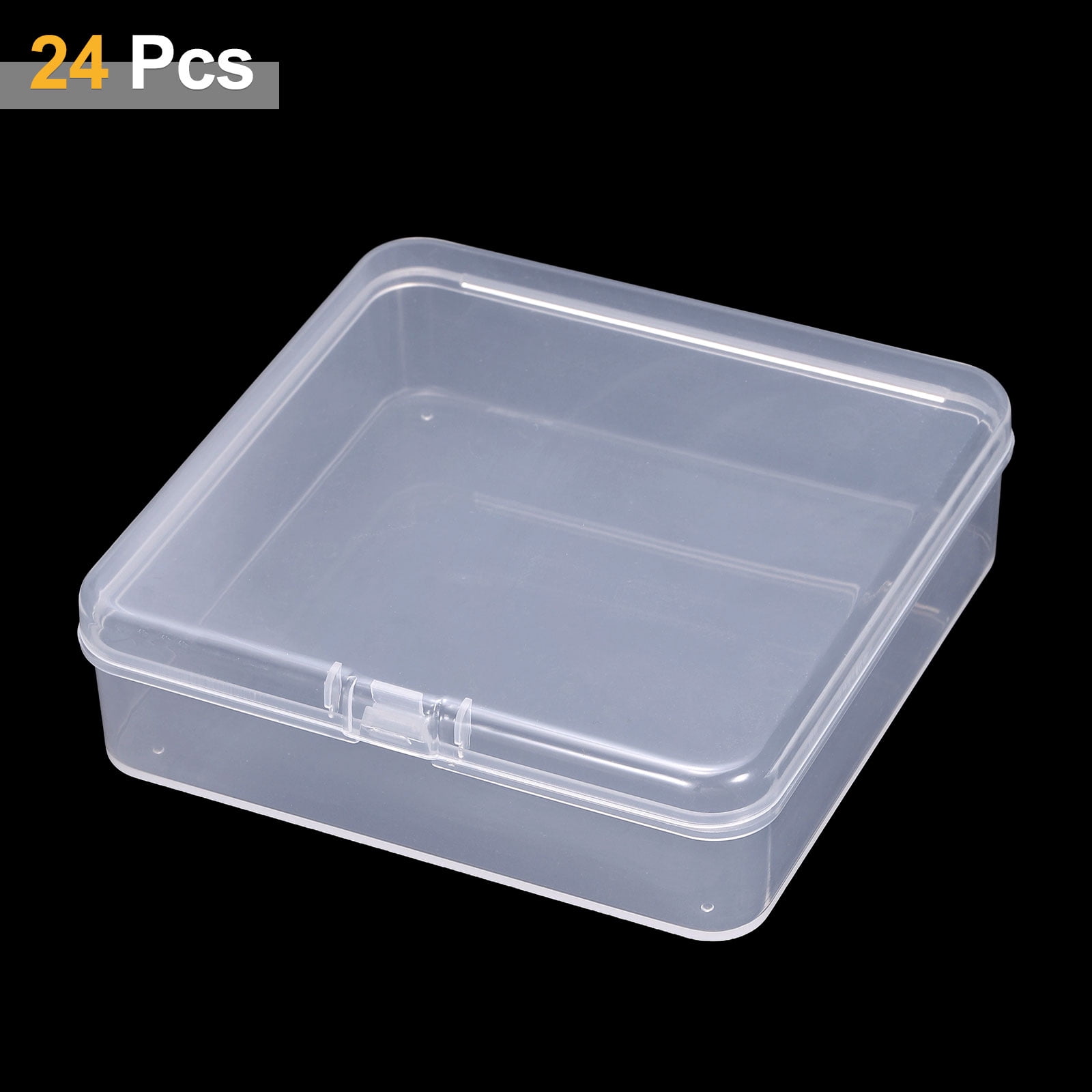 Uxcell 24pcs 4.13" x 4.13" x 1.18" Plastic Beads Storage Containers Box, Clear
