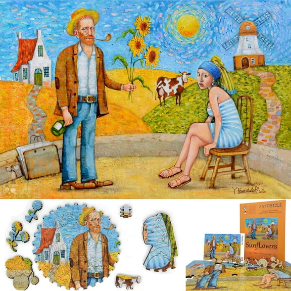 Wooden Jigsaw Puzzles for Adults - Uniquely Shaped Pieces - made in the USA by FoxSmartBox - 505 Pieces - SunfLovers