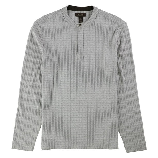 Camiseta Henley Tasso Elba texturizada para hombre Gris Grande