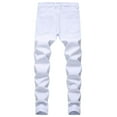 thumbnail image 6 of SDNall Mens Casual Cotton Straight Ripped Hole Trousers Jeans Pants Full Length Pants, 6 of 9