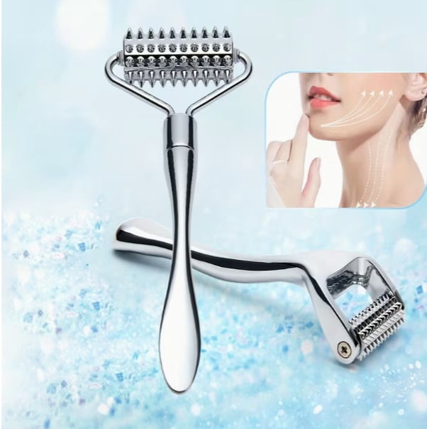 Stainless Steel Facial Massage Roller and Gua Sha Tool Set for Spa Quality Beauty Care