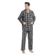thumbnail image 3 of GLOBAL Conjunto de Pijama de Tejido Liso de Manga Larga para Hombre, Ropa de Dormir de Algodón, Ropa de Dormir Cómoda, Cuadros Negros L, 3 of 7