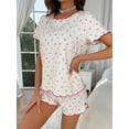 thumbnail image 4 of Pajama Set for Women Cute Print Short Sleeve Tee and Shorts Lounge Sleepwear, 4 of 6