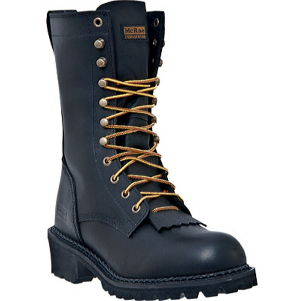 McRae Footwear - Men's Mcrae Lace Up Leather Logger Boots BLACK 11 W ...