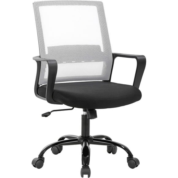 BestOffice Computer Chair Swivel Rolling Ergonomic Executive Lumbar Support Task Adjustable Stool for Home&Office, White