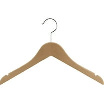 The Great American Hanger Company Wooden Junior Top Hanger with Natural Finish, Flat 14 inch Space Saving Wood hangers with Notches & Chrome Swivel