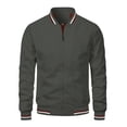 thumbnail image 1 of SUNSIOM Men's Fall Lightweight Bomber Jacket Stripe Print Long Sleeve Stand Collar Zip Up Fitted Coat, 1 of 3