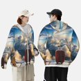 thumbnail image 4 of Gukieu Sunset Airplane Travel View Print Sun Protection Hoodies for Men and Women, Zippered Long-sleeved Quick-drying UV Protection Shirts, Suitable for Sports, Swimming, Fishing-XX-Large, 4 of 7