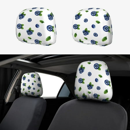 2 PCS Car Headrest Cover Blueberries pattern berry Soft Car Seat Head Rest Cover Protector Interior Car Accessories Seat Covers for Cars Truck Auto Only Covers