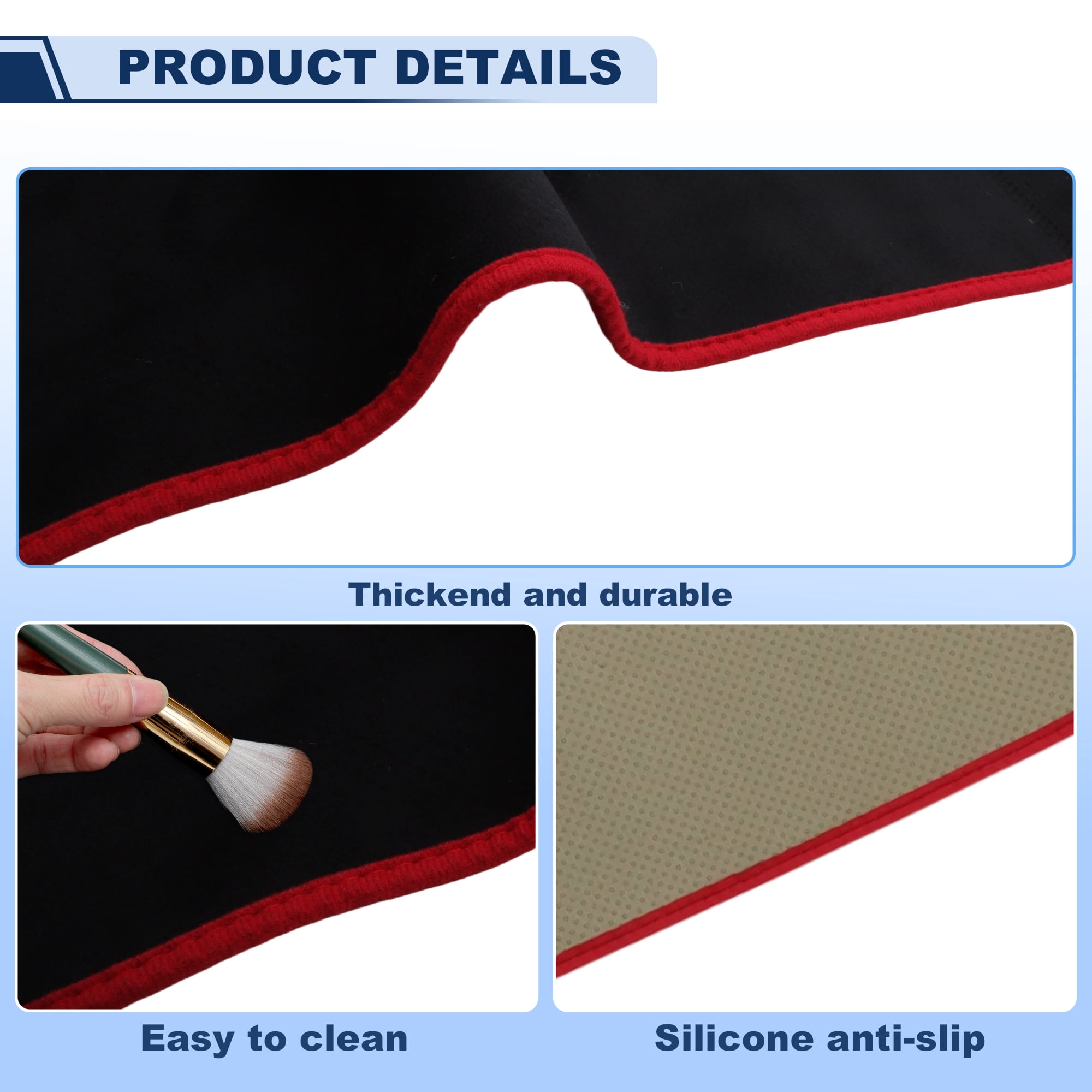 Unique Bargains Dash Cover for Honda HR-V 2023-2024 Without HUD Dashboard Cover Car Interior Anti-Slip/Anti Dust Suede Black with Red Edge 1 set