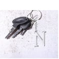 thumbnail image 2 of Keychain Initial Letter Key Chain Silver for Men Women Personalized Alphabet Monogram Keychain for Car Keys, N, 2 of 4