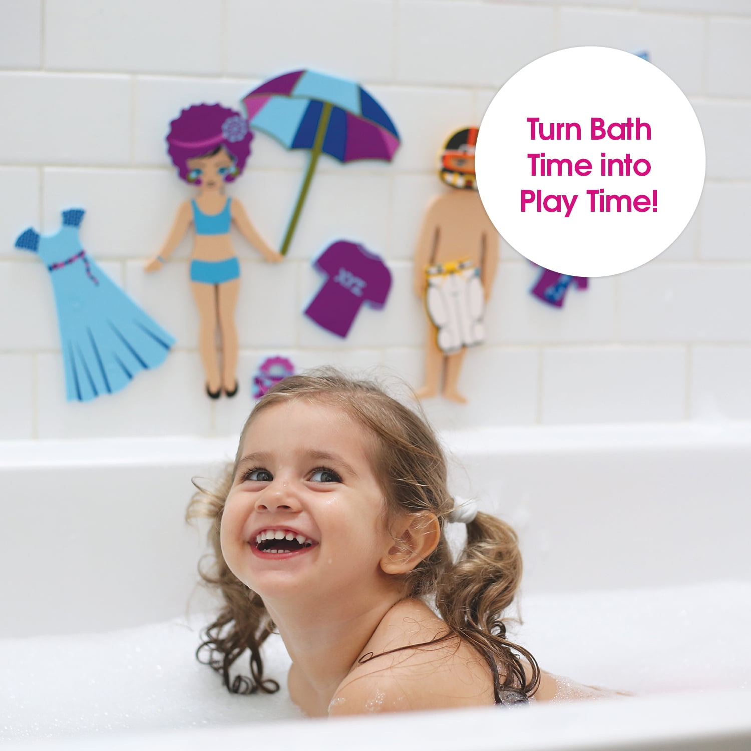 Edushape Magic Creations, Splash of Fashion- Stick-On Removable Stickers Baby Bath Foam Toys for Toddlers 1-3