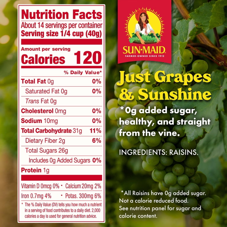 Sun-Maid California Sun-Dried Raisins, 20oz Resealable Canister
