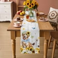 thumbnail image 2 of Sunflowers Dog Table Runner 72 Inches, Spring Watercolor Floral Stars Wood Grain Bed Runner Dresser Scarves Tabletop for Indoor Outdoor Parties/Ceremony/Banquet, 14" x 72", 2 of 8