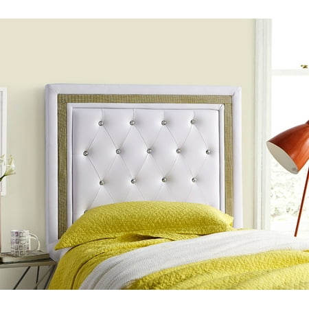 Allure Headboard - Tavira Allure College Dorm Headboard - White with Gold Crystal Border