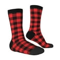 thumbnail image 2 of Goofa Buffalo Plaid Red Black Printed Men's Crew Socks, Soft Durable Breathable Moisture-Wicking with Odor Control Cotton socks, 2 of 9