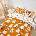 thumbnail image 3 of Homewish Fall Halloween Ghost Duvet Cover Queen,Pumpkin Bat Banner Print Queen Bedding,Halloween Reversible,3-Piece,1 Duvet Cover and 2 Pillowcases, 3 of 6