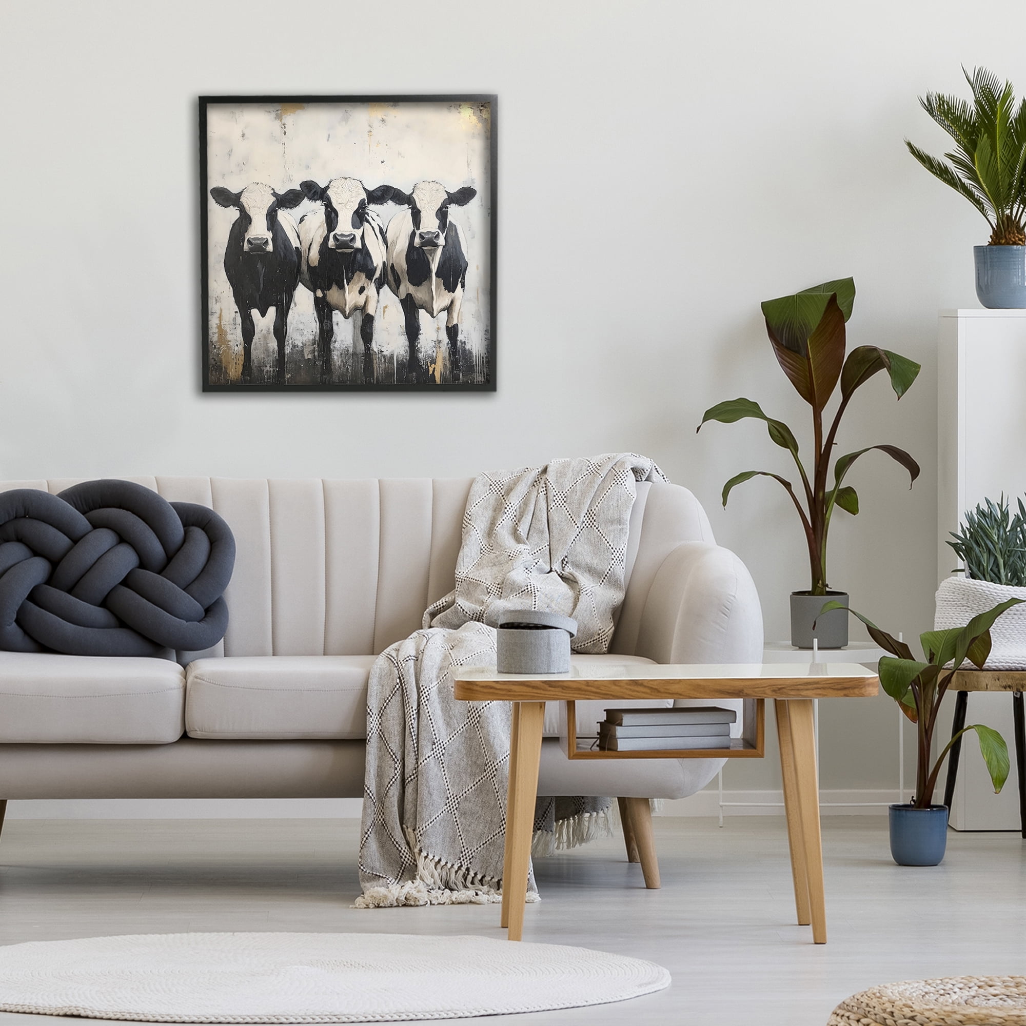 Stupell Industries Three Spotted Cows Black Framed Giclee Art, design by Creative Studio