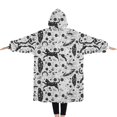 thumbnail image 2 of Oversized Wearable Blanket Hoodie,White Planet Cat Feather Pattern Sherpa Blanket Hoodie with Super Pockets,Super Warm Fuzzy Pullover for Women & Men, 2 of 6