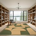 thumbnail image 2 of ODIKA 9'x12' Washable Area Rug Olive Beige Geometric Design Accent Elegant Contemporary Shapes and Borders for Great Room, Indoor Concept, Large Living Low Pile, Flatwoven, 2 of 7