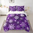 thumbnail image 2 of Manfei Chic Snowflakes Twin Bedding Sets 7 Pieces, Merry Xmas Christmas Bedding Comforter Set, Purple White Sheet Sets, Ultra Soft Home Decor, 2 of 8